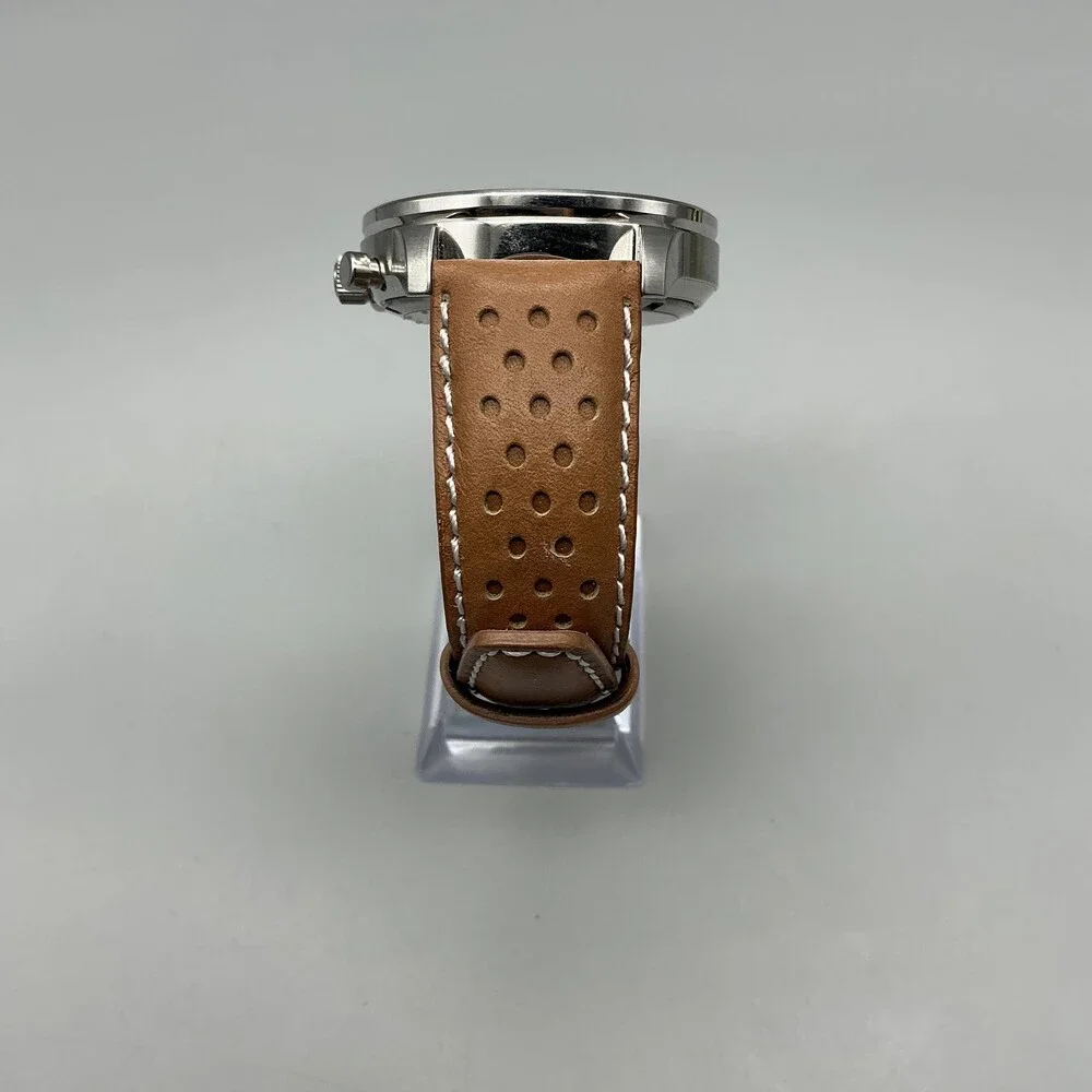 Citizen Eco-Drive Weekender Men Watch 44mm Silver Tone Brown Leather Chronograph